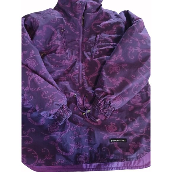 Vintage Havoc Purple Snow Ski Jacket Pockets Size 14 Made In Korea Pull Over - Picture 12 of 16